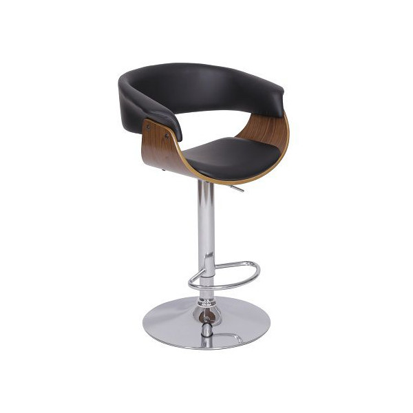 Banqueta 6652 - <p>Banqueta com estrutura em metal, assento e encosto estofado. Acabamento em madeira.</p>