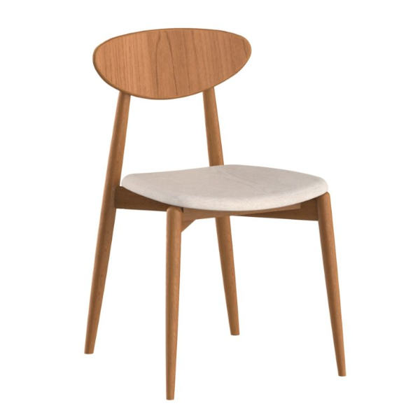Cadeira Ágata - <p>Estrutura em madeira maciça de eucalipto, assento estofado com espuma de boa densidade e revestido com tecido. Encosto em MDF ergonômico laminado.</p>
<p>Medidas (A x L x P)</p>
<p>80 x 50 x 50cm</p>