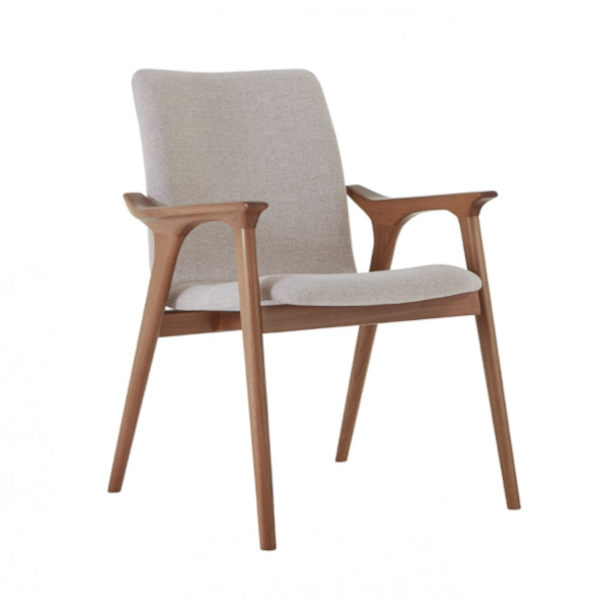Cadeira Coral c/ braços - <p>Cadeira com base em madeira, assento e encosto estofado.</p>