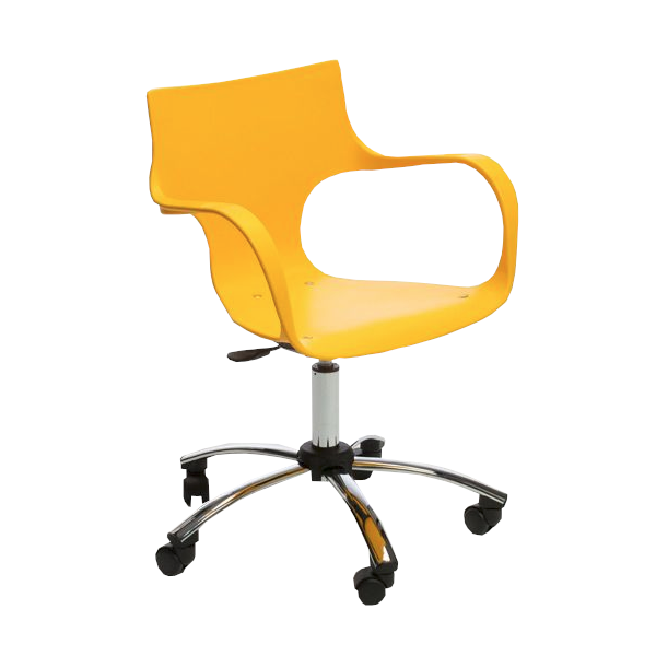 Cadeira Jim Giratória - <p>Cadeira giratória com estrutura em alumínio, assento e encosto liso.</p>
<p>A base conta com rodízios e ajuste de altura.</p>
<p>Diversas cores disponíveis.</p>