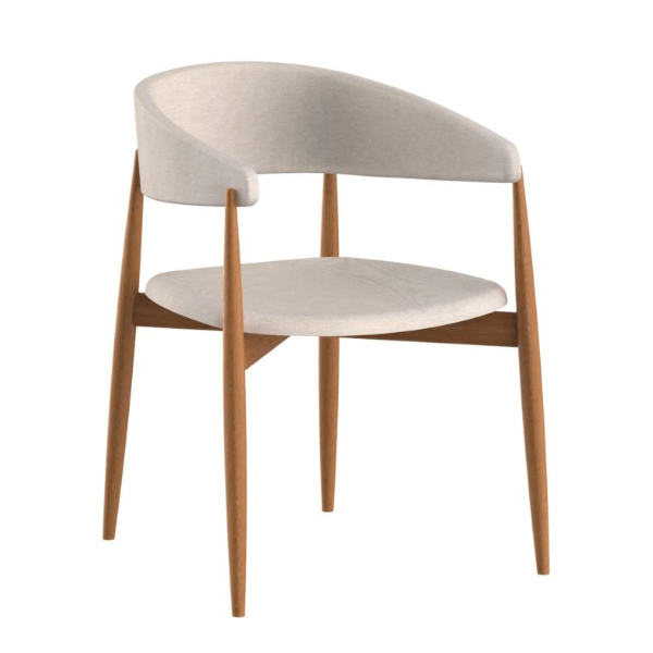 Cadeira Kira - <p>Estrutura em madeira maciça de eucalipto e concha em MDF ergonômico estofada com espuma de boa densidade e revestida com tecido.</p>
<p> </p>
<p>Medidas (A x L x P)</p>
<p>79 x 62 x 59cm</p>