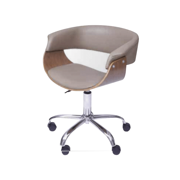 Cadeira Office 1152 - <p>Cadeira Office com estrutura em madeira laminada com assento em espuma revestida em PU.</p>
<p>Base cromada, com ajuste de altura, giratória e rodas em PU.</p>
