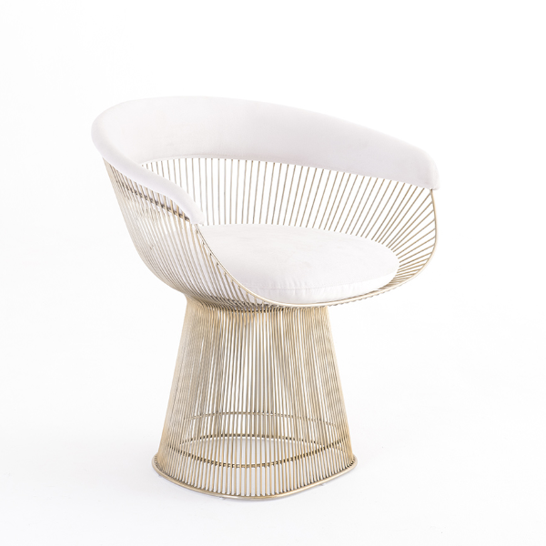 Cadeira Platner - <p>Cadeira com estrutura em aço inox, assento e encosto estofado.</p>