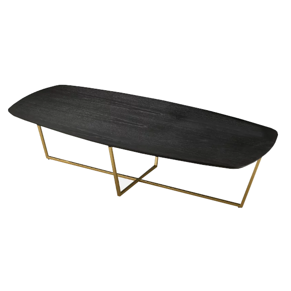 Mesa de centro Aster - <p>Mesa de centro com tampo em madeira. Base dourado ouro.</p>
<p>Medidas: 135 x 60 x 34cm</p>