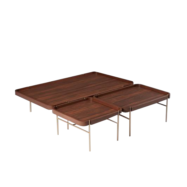 Mesa de centro Porto - <p>Mesa de centro com tampo emoldurado, base em metal pintado. Tampo em laminado sintético, lâmina natural, recouro, vidro ou espelho.</p>
<p>Medidas:</p>
<p>30 x 120 x 70cm (A x L x P)<br />
30 x 70 x 50cm (A x L x P)<br />
30 x 50 x 50cm (A x L x P)</p>