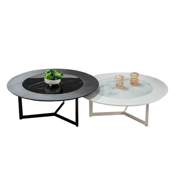 Mesa de centro Tulis - <p>Mesa de centro com tampo em madeira e vidro. Base fosca.</p>
<p>Medidas: Ø90 / 80 x 35 / 29cm</p>