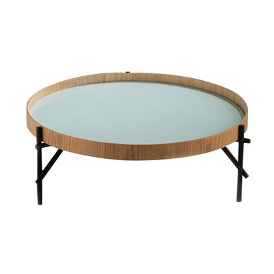 Mesa de centro Vitória Regia - <p>Mesa de centro com pés em ferro e tampo bandeja com diversas opções de revestimento.</p>