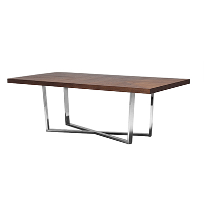 Mesa de Jantar Vedra - <p style="text-align: justify;">Mesa de Jantar com estrutura em Inox Polido e tampo em madeira.</p>