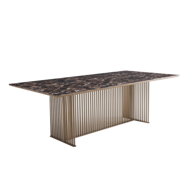 Mesa de Jantar Wil - <p>Mesa com estrutura em aço inox, tampo em diversas opções e acabamento em pintura metalizada.</p>