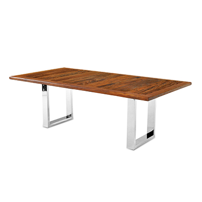 Mesa de Jantar Zane - <p style="text-align: justify;">Mesa de Jantar com estrutura em inox polido e tampo em madeira.</p>