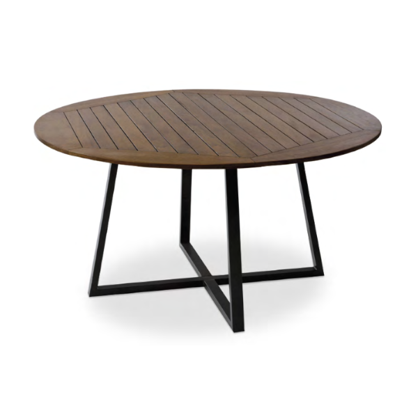 Mesa jantar Opalla - <p>Mesa de jantar com estrutura em metal e tampo em madeira cumaru.</p>