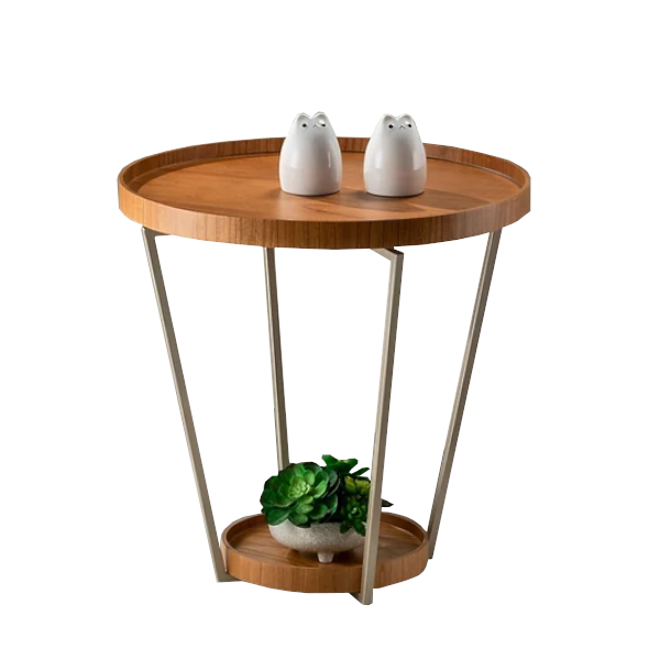 Mesa lateral Aster Double - <p>Mesa lateral com tampo bandeja laminado. Base bronze light.</p>