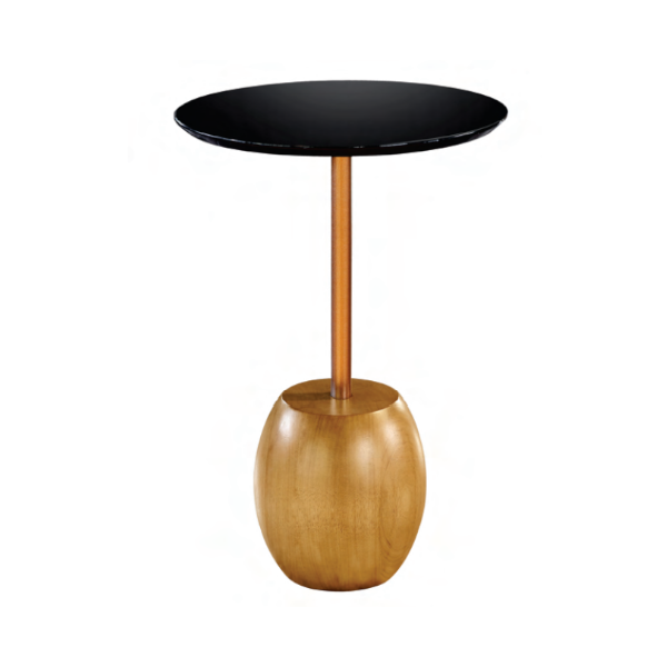Mesa lateral Cabotiá - <p>Mesa lateral com estrutura metálica, base em madeira maciça e tampo em MDF laqueado ou revestido com lâmina de madeira natural.</p>