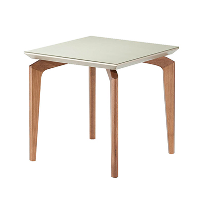 Mesa Lateral Cannes - <p style="text-align: justify;">Mesa lateral com pés em madeira, tampo em mdf laminado textura ou laqueado com opção de vidro 4mm pintado.</p>