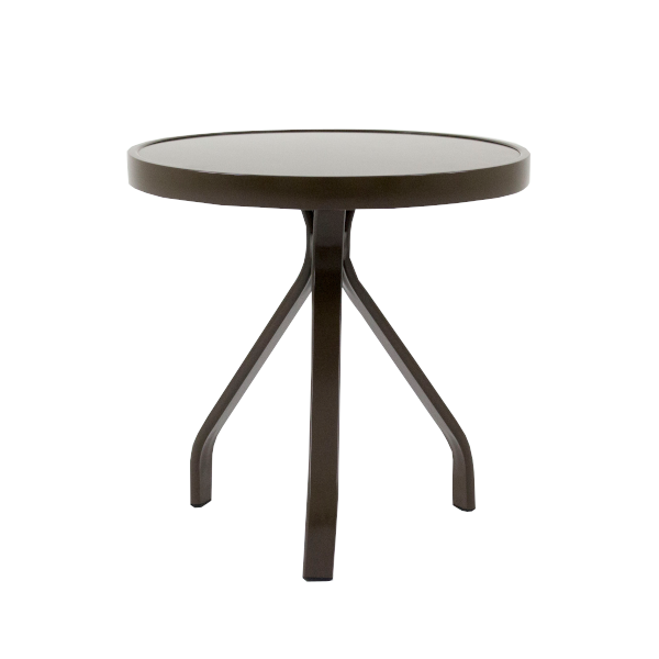 Mesa lateral Coral - <p>Mesa lateral com estrutura em alumínio. Opção com tampo liso e ripado.</p>
<p>Medidas: 80 x 73cm (D x A)</p>