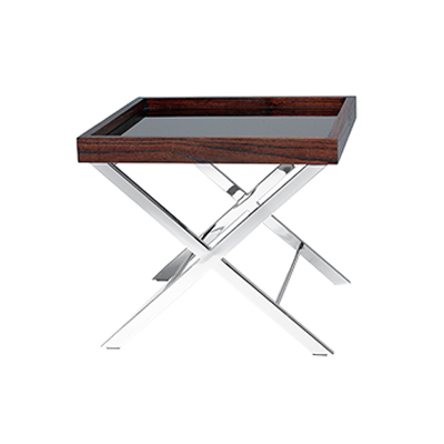 Mesa Lateral Delta - <p style="text-align: justify;">Mesa lateral com estrutura em Inox Polido. Tampo com espelho colado.</p>