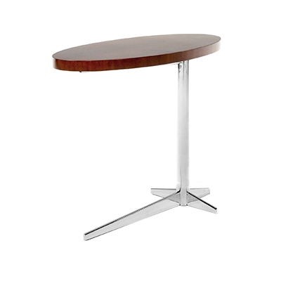 Mesa Lateral Elipse - <p style="text-align: justify;">Mesa lateral com estrutura em aço polido e tampo em madeira.</p>