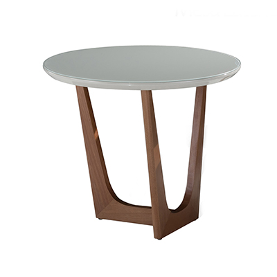 Mesa lateral Miss - <p style="text-align: justify;">Mesa lateral com pés me madeira ou laqueado com tampo laminado ou laqueado em MDF com vidro 4mm pintado.</p>