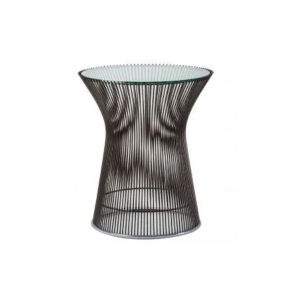 Mesa Lateral Platner - <p>Mesa com estrutura em aço inox, tampo em diversas opções e acabamento em pintura metalizada.</p>