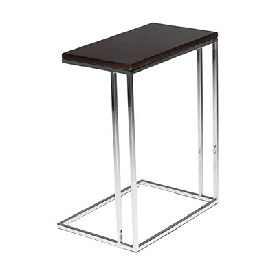 Mesa Lateral Tera - <p style="text-align: justify;">Mesa lateral com estrutura em Inox Polido e tampo em madeira.</p>