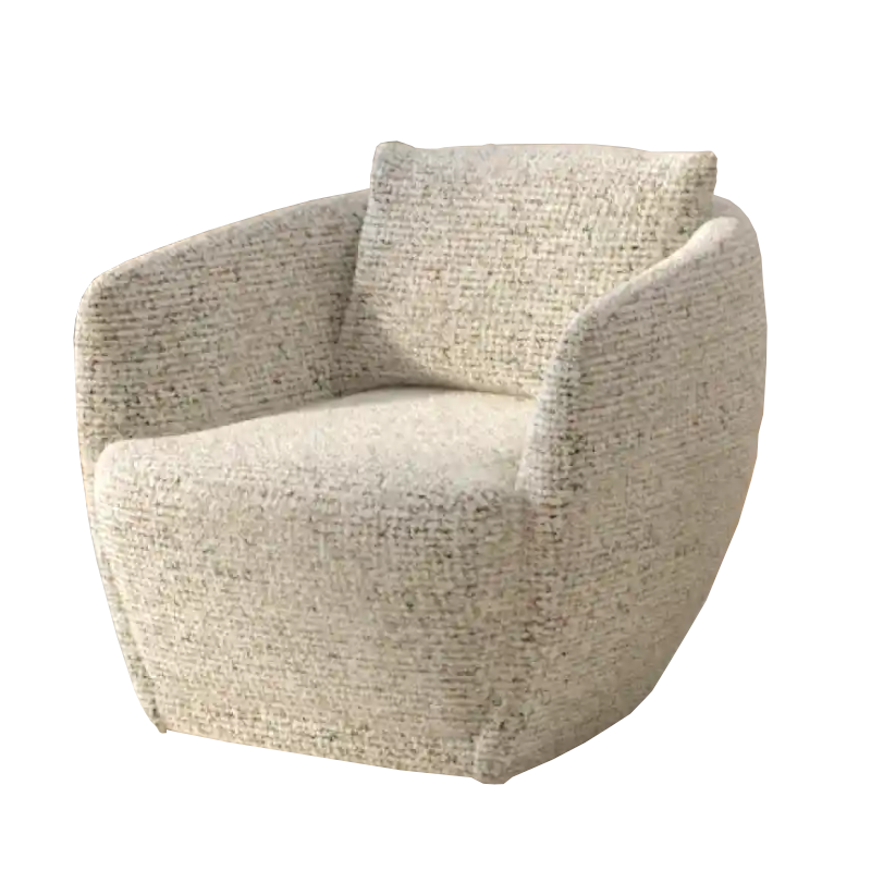 Poltrona Giratória Letche - <p>Poltrona com estrutura em eucalipto de reflorestamento. Assento em espuma D-28 soft, HS 150ms e fibra manta. Encosto com almofada solta.<br />
Base giratória.</p>
<p>Medidas: L x P x A cm</p>
<p>90 x 85 x 88</p>