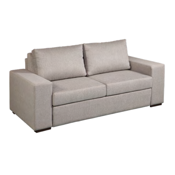 Sofá cama Flyp - <p>Sofá cama com estrutura em alumínio, assento e encosto estofado.<br />
Base em madeira.</p>