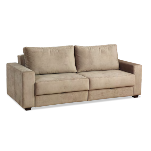 Sofá cama Pandora - <p>Sofá cama com estrutura em alumínio, assento e encosto estofado.<br />
Base em madeira.</p>
