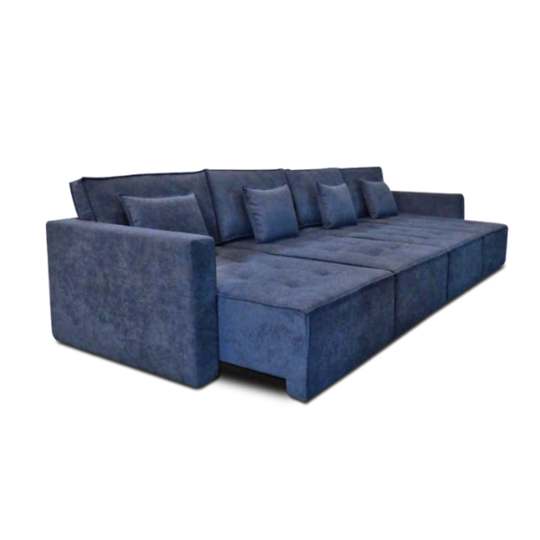 Sofá Retrátil Flip - <p>Sofá retrátil com base em madeira tonalizada, assento e encosto com almofadas fixas.</p>
<p>Medidas: L x P x A cm</p>
<p>Diversas medidas disponíveis.</p>